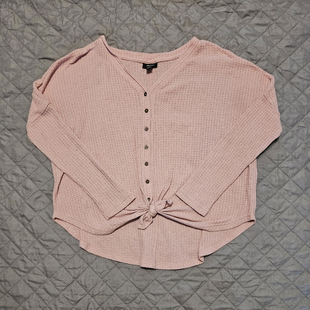 a.n.a Light Pink Button-Down Women Top